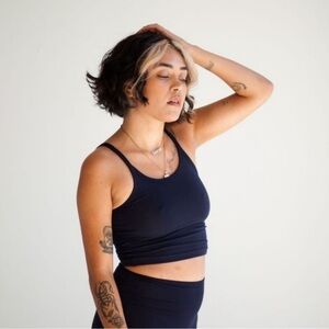 Arq Cropped Tank Top in navy blue size small